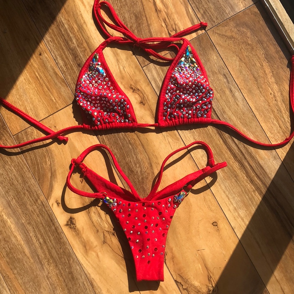 Red competition bikini